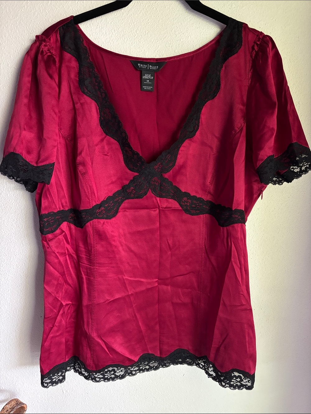 Beautiful red silk stretch blouse